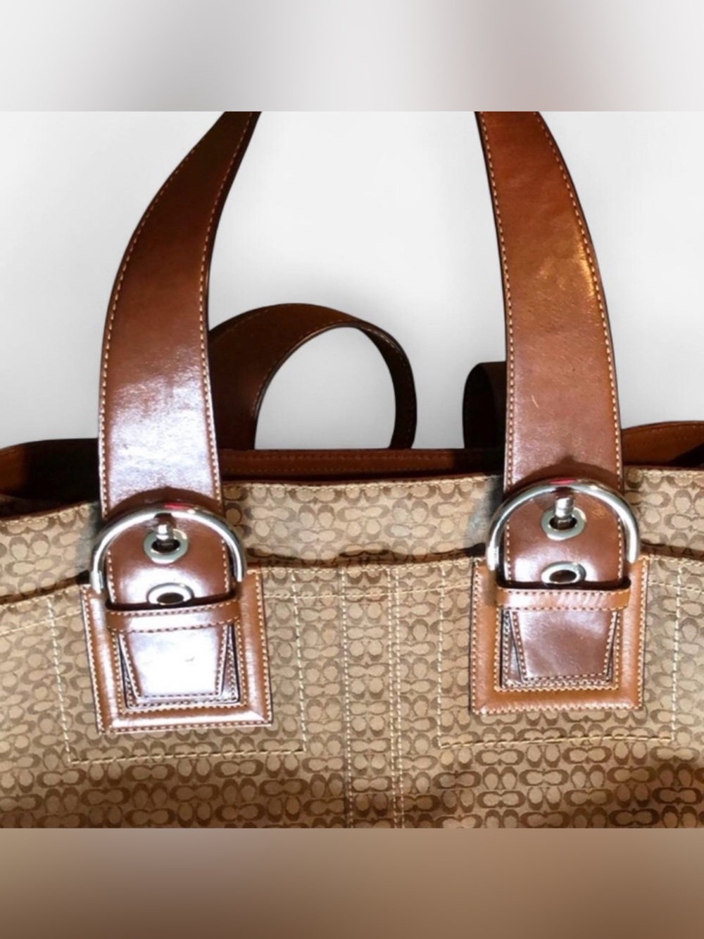 Coach Y2K SoHo Tan Signature Canvas Satchel with Brown Leather Trim - Picture 8 of 8